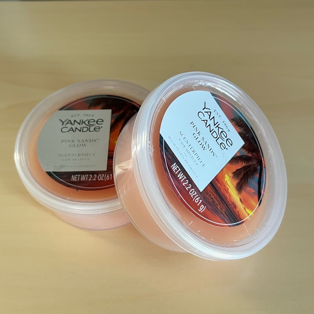 Two New Yankee Candle Pink Sands Glow Scenterpiece Wax Melt Cups